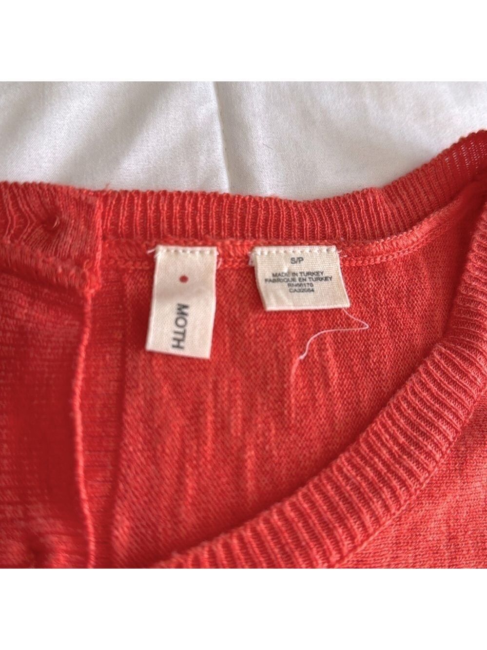 Anthropologie Moth Coral Pink Slub Knit Button Back Swing Top Small - Picture 3 of 6